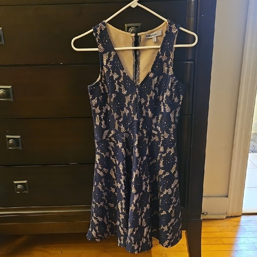 Bailey Blue Navy and Cream Patterned Mini Dress